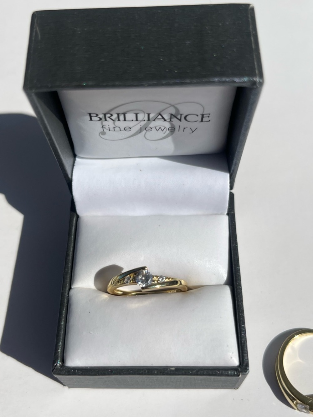 Set of two: Gold Ring with Clear Gemstone (does NOT come with box) - Picture 5 of 5